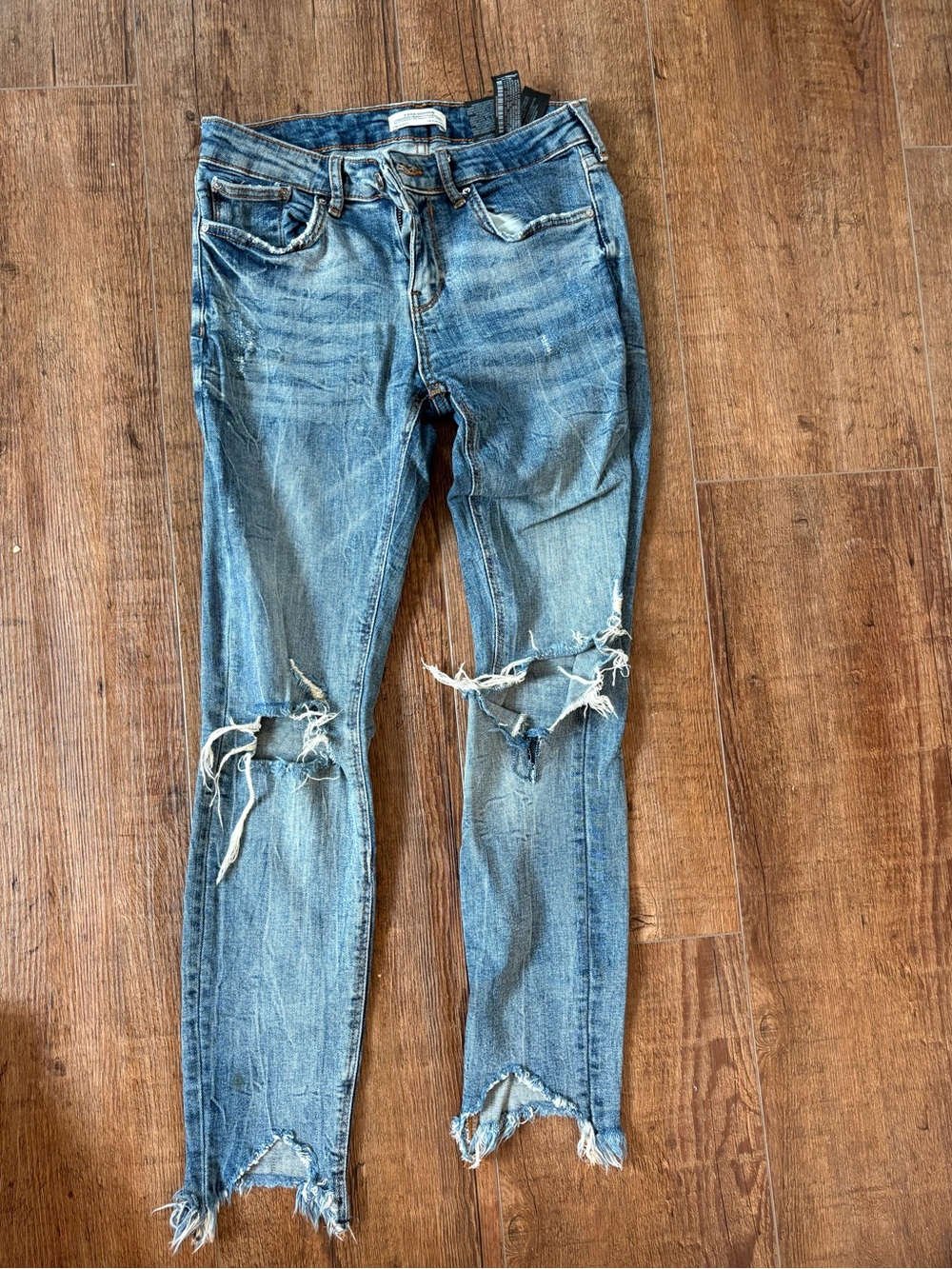 Zara Distressed Light Blue Skinny Jeans